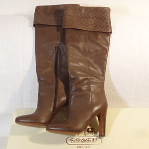 Coach Womens Leather Harpper Heel Boots Brown 9M